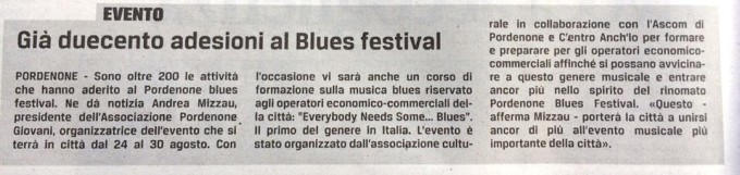 Articolo "Già duecento adesioni al Blues Festival"