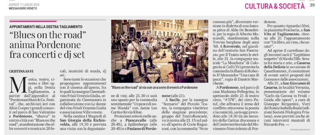 2024 07 11 messaggero veneto blues on the road